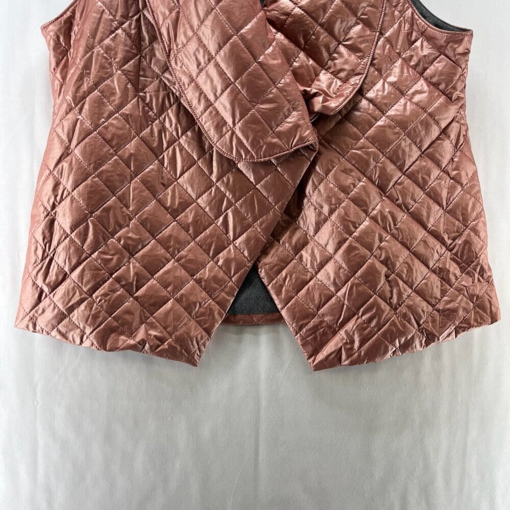 Soft Surroundings Vest M 10-12Stretch Snowline Metallic Puffer Shawl Cotton Pink - Picture 5 of 11